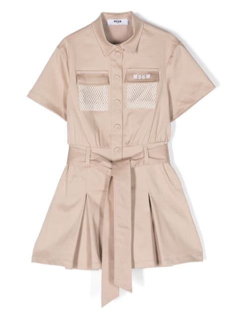 MSGM Kids jumpsuit corto con logo bordado y satén