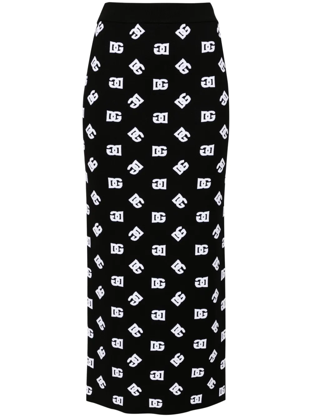 Dolce & Gabbana logo intarsia-knit midi skirt – Black