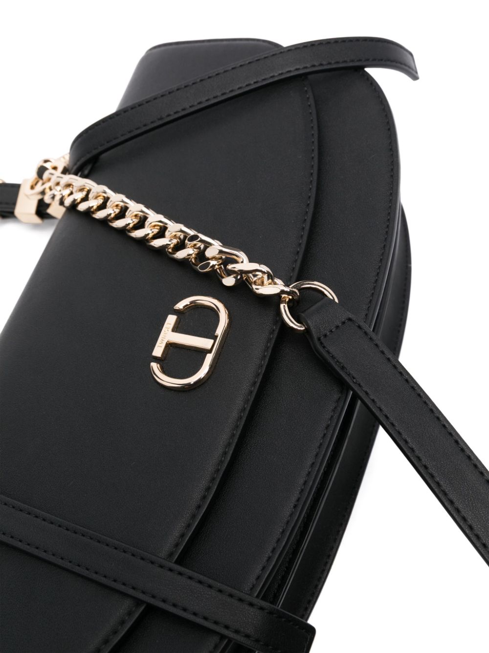 Shop Twinset Oval T Shoulder Bag In Black