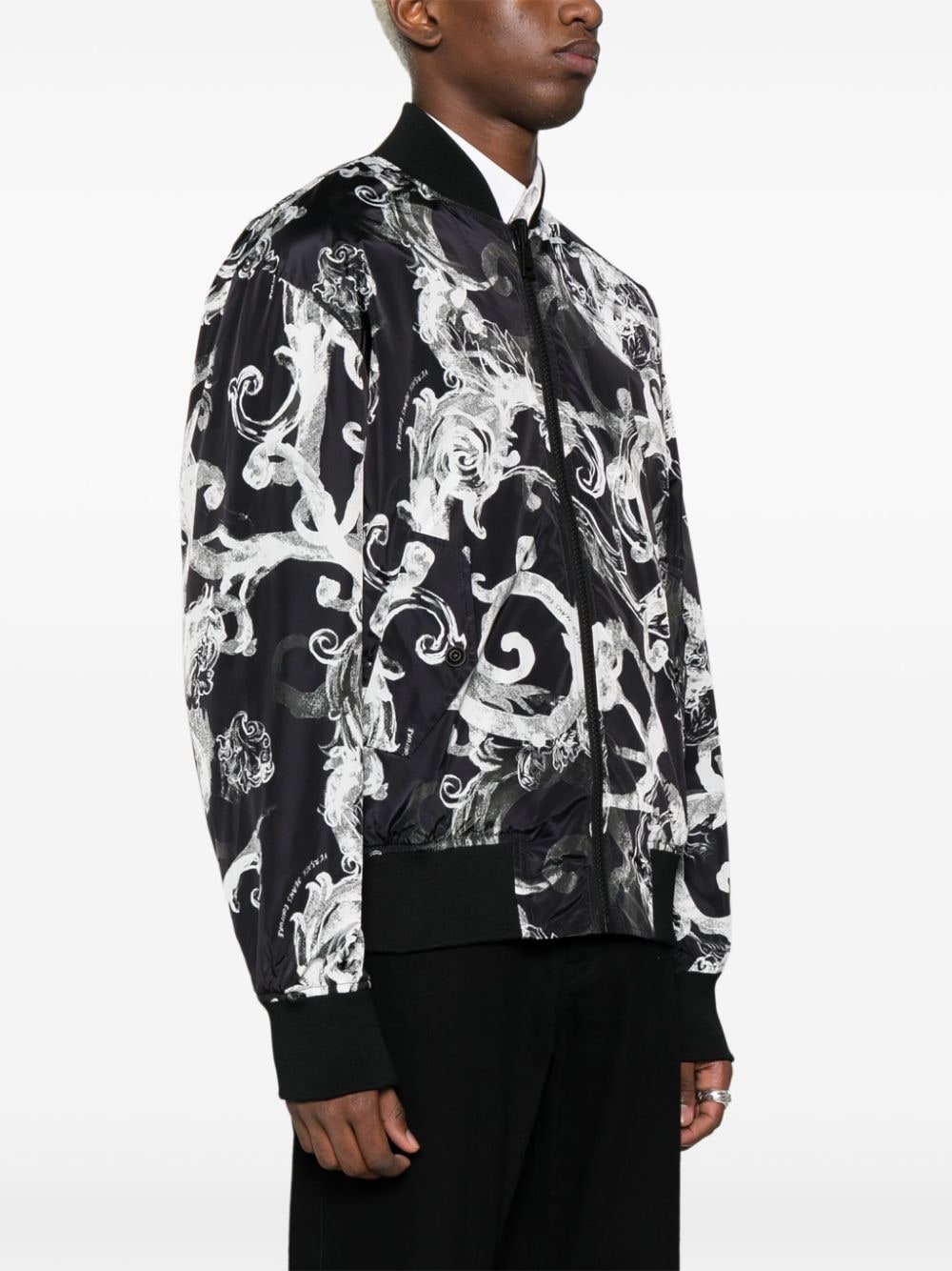 Shop Versace Jeans Couture Barocco-print Reversible Jacket In Black