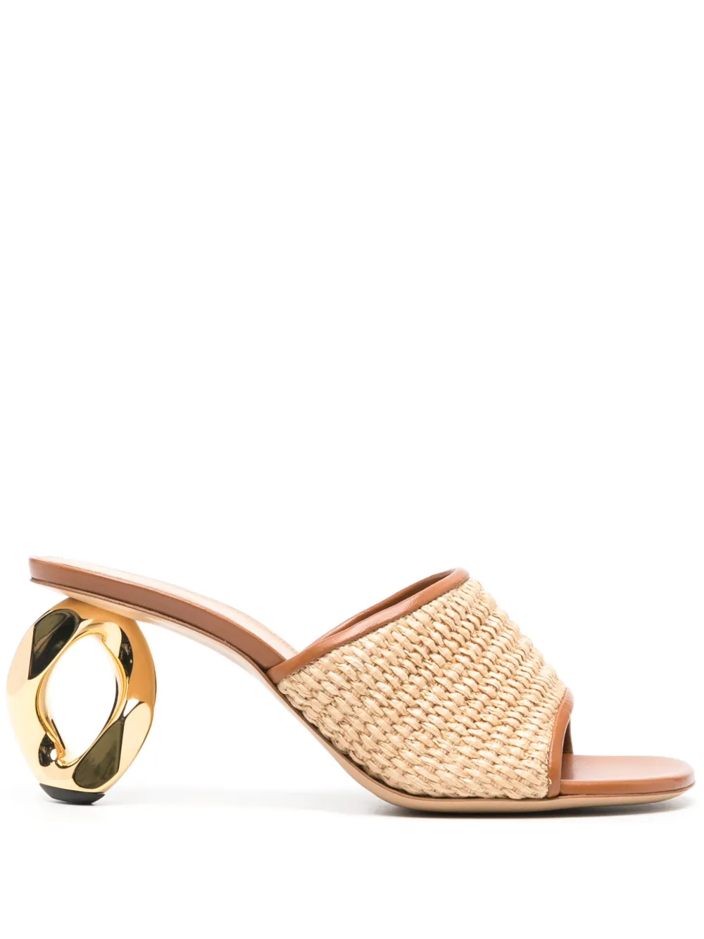 Jw Anderson Raffia Chain-heel Mule Sandals In Neutrals