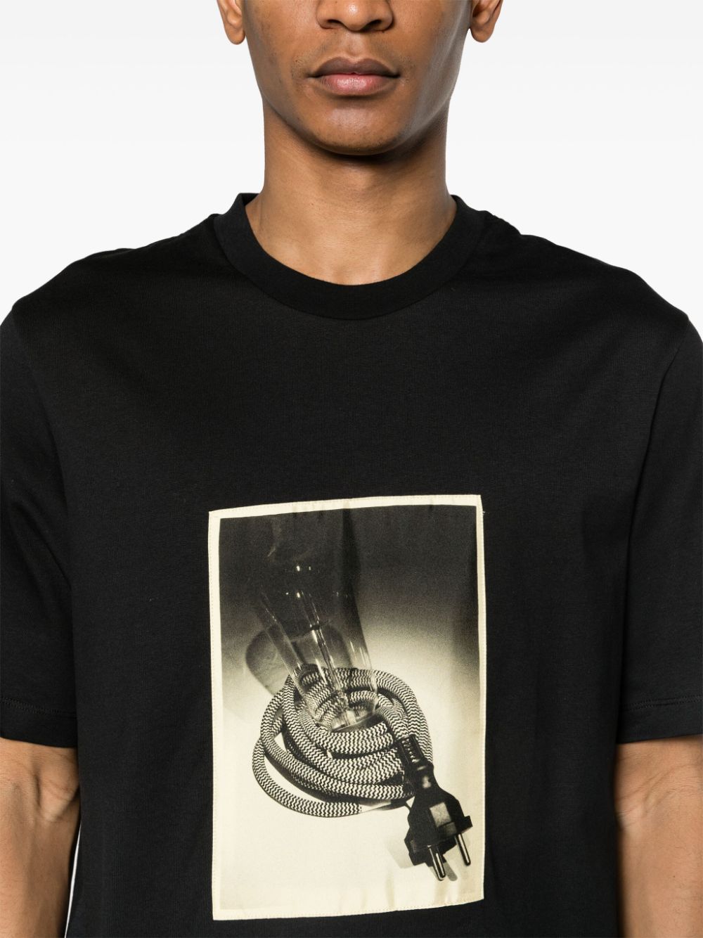 Shop Oamc Photograph-print Cotton T-shirt In Black