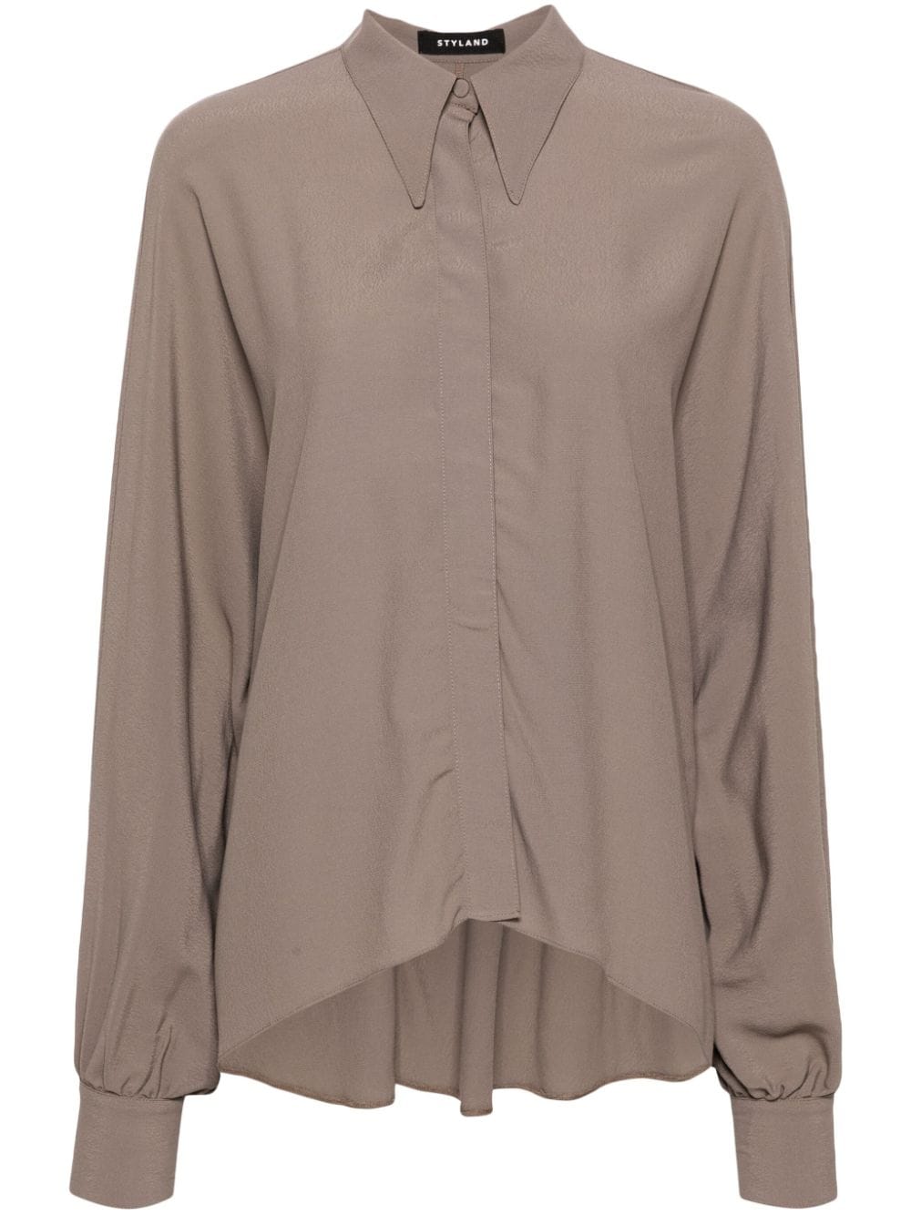 Styland Batwing-style Crepe Shirt In Grey