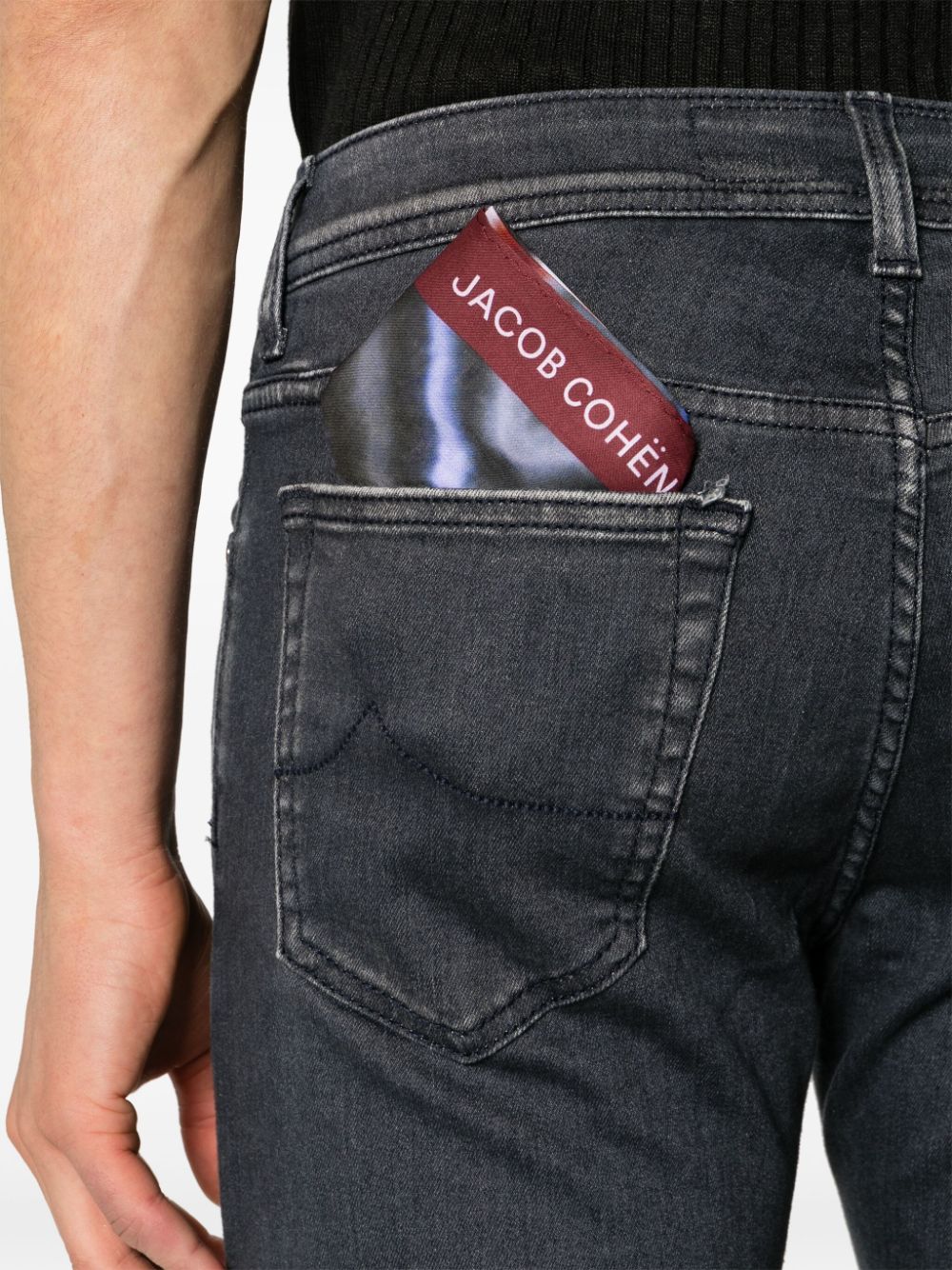 Shop Jacob Cohen Bard Low-rise Slim-fit Jeans In Black