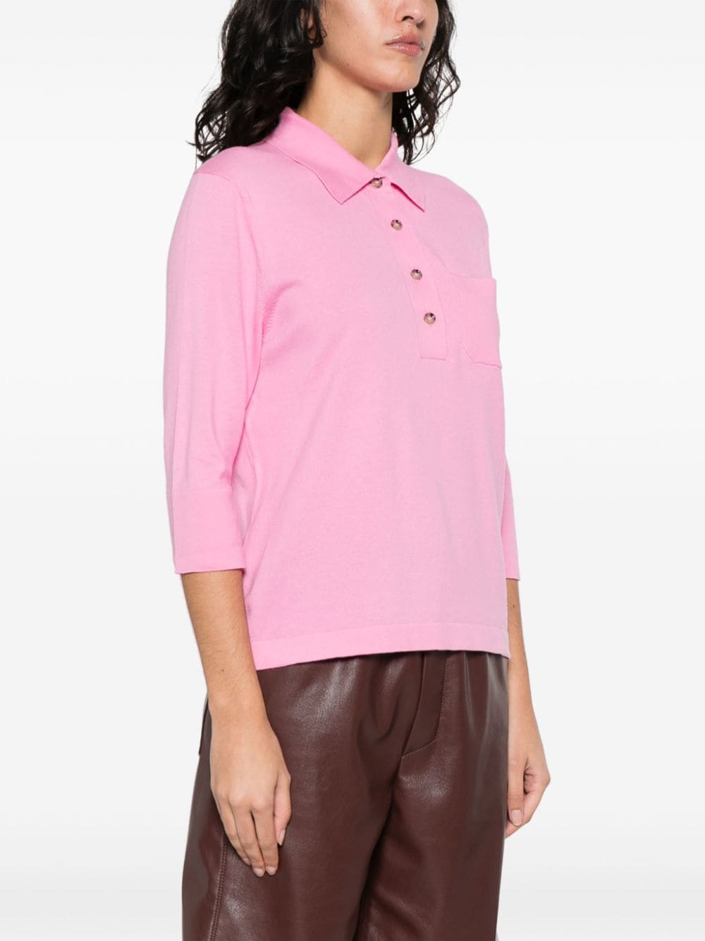 Shop Allude Knitted Polo Top In Pink