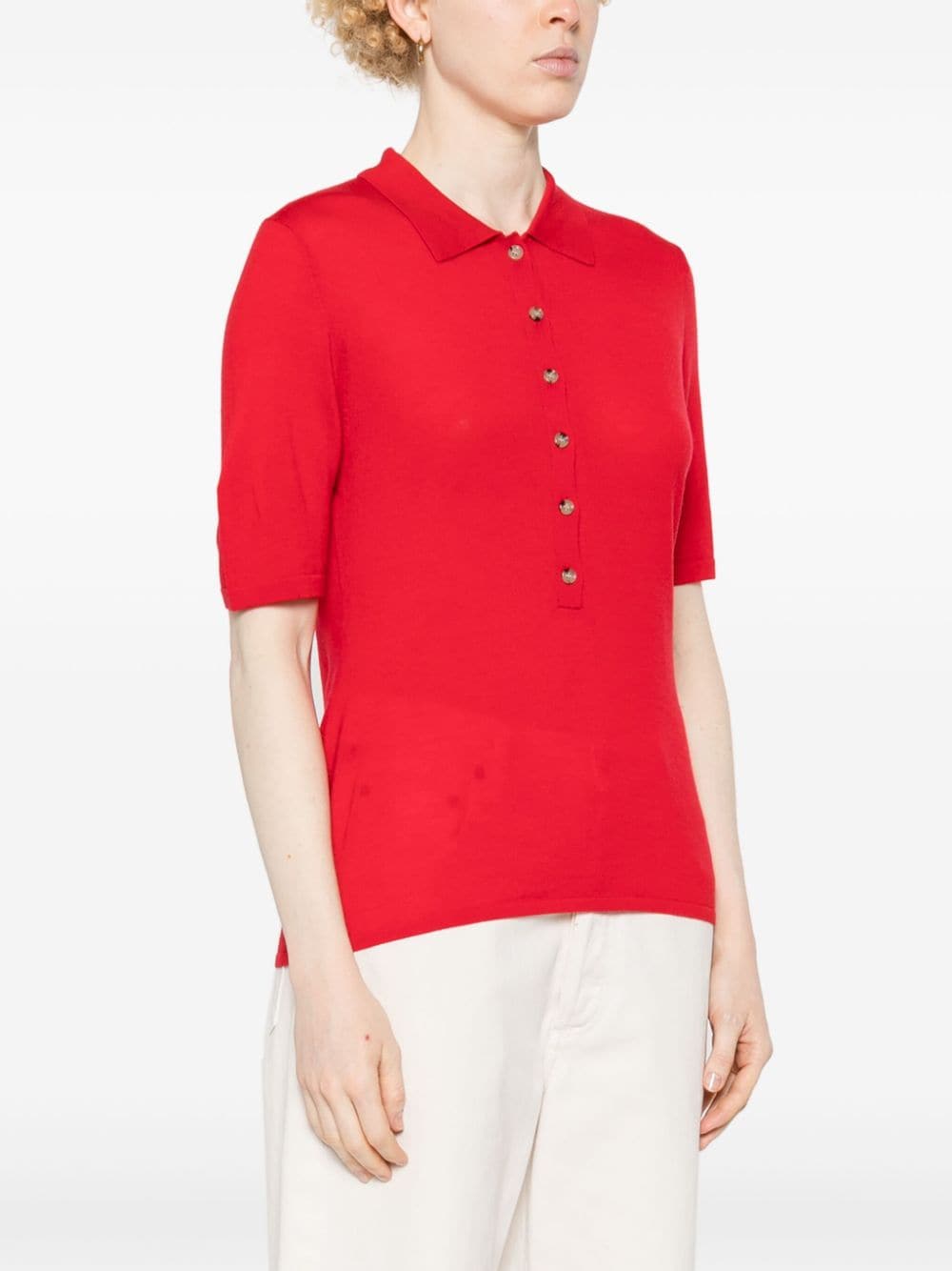 Shop Allude Fine-knit Polo Shirt In Red