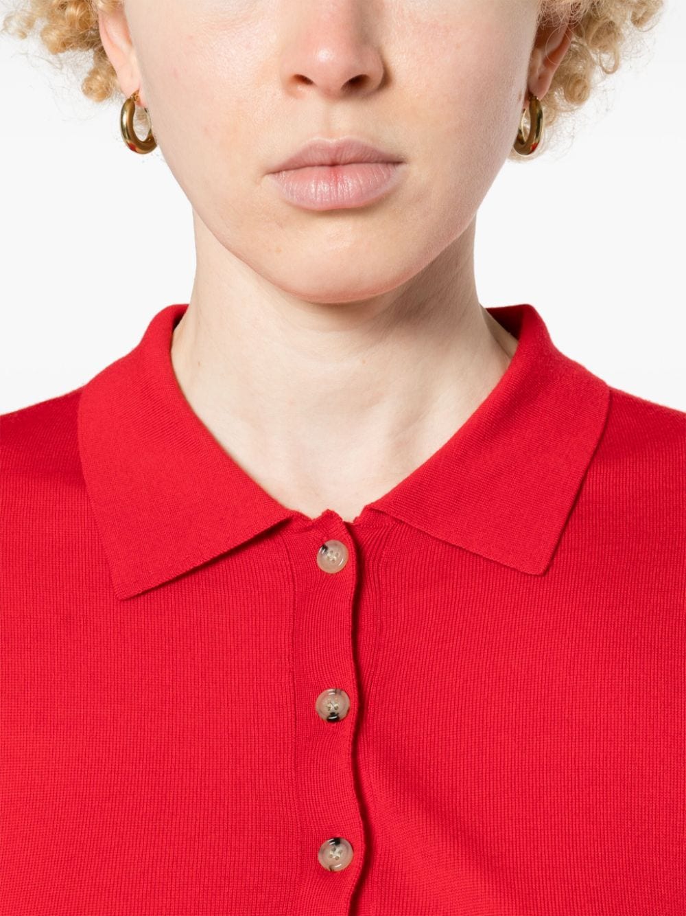 Allude Fijngebreid poloshirt Rood