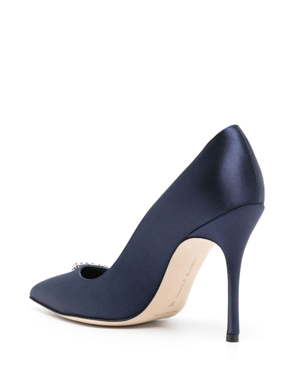 Shop Manolo Blahnik Pluma 105mm Crystal-embellished Pumps In Blue