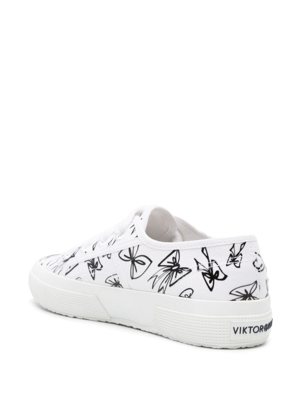 Shop Viktor & Rolf X Superga Bow-print Canvas Sneakers In White