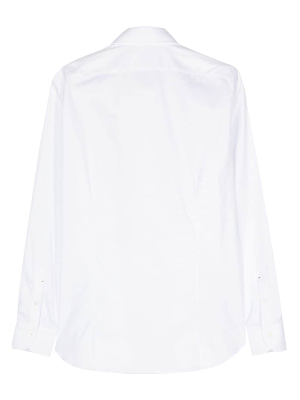 Shop Mazzarelli Long-sleeve Cotton Shirt In White