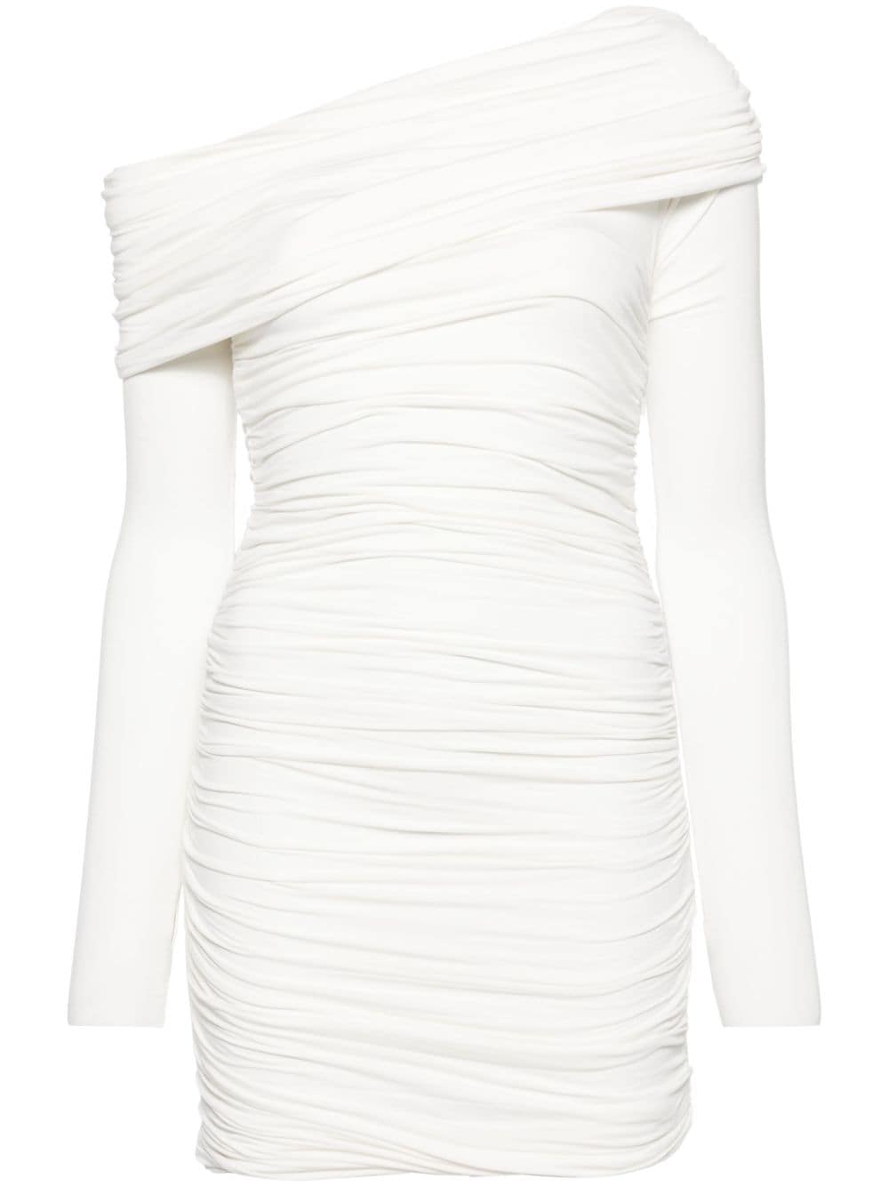 Pnk Ruched-bodice Jersey Minidress In White