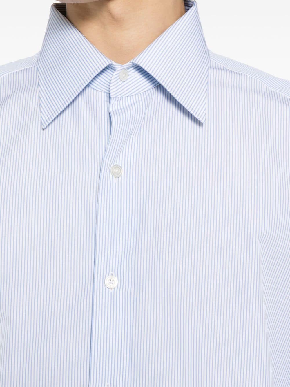 Shop Tom Ford Striped Cotton Shirt In Blue