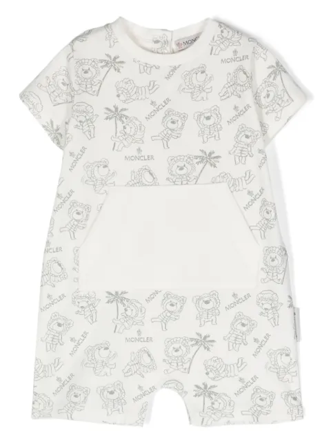 Moncler Enfant teddy-bear-print cotton romper