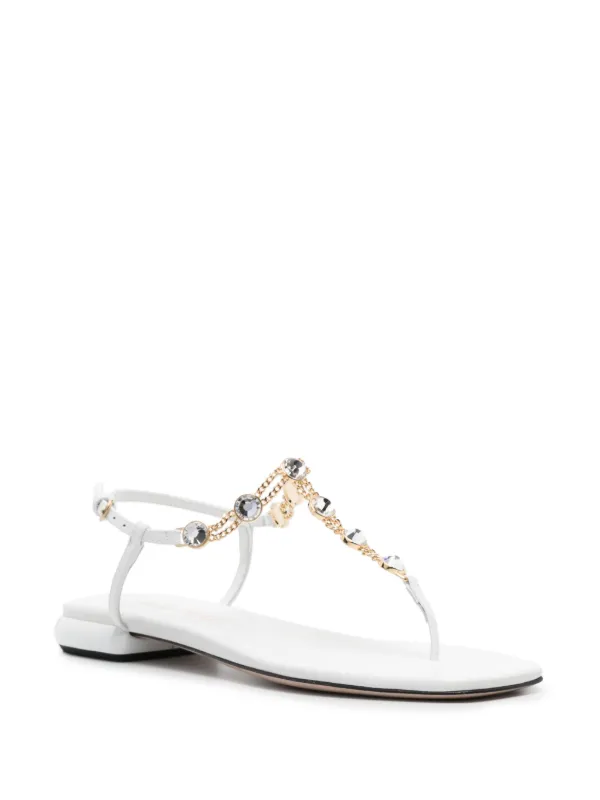 Miu Miu rhinestone-embellished Thong Sandals White FARFETCH IN