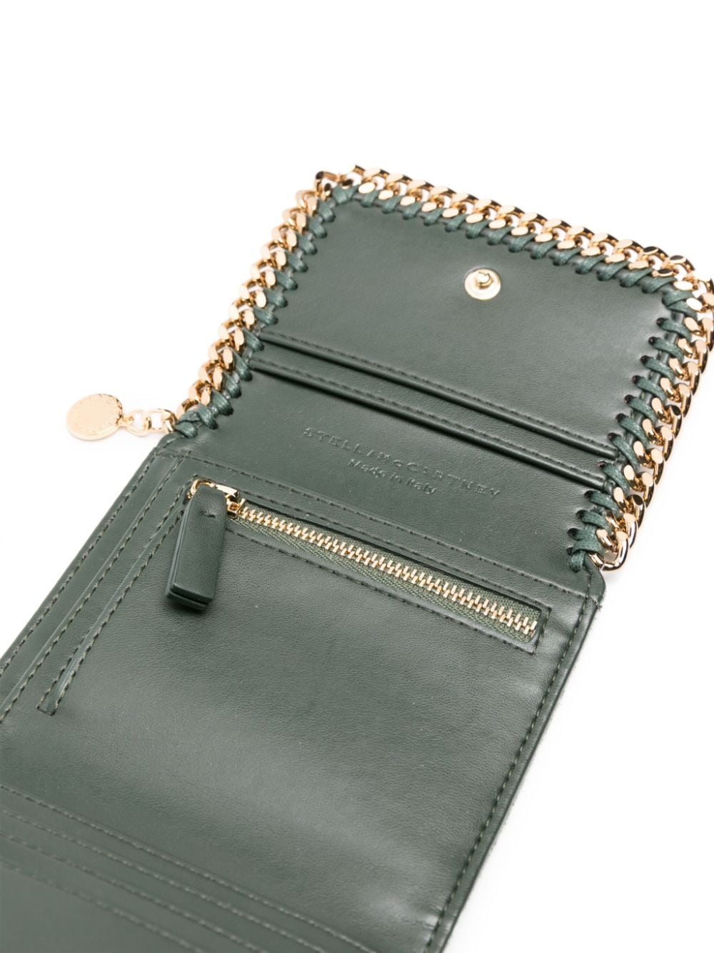 Shop Stella Mccartney Small Falabella Tri-fold Wallet In Green