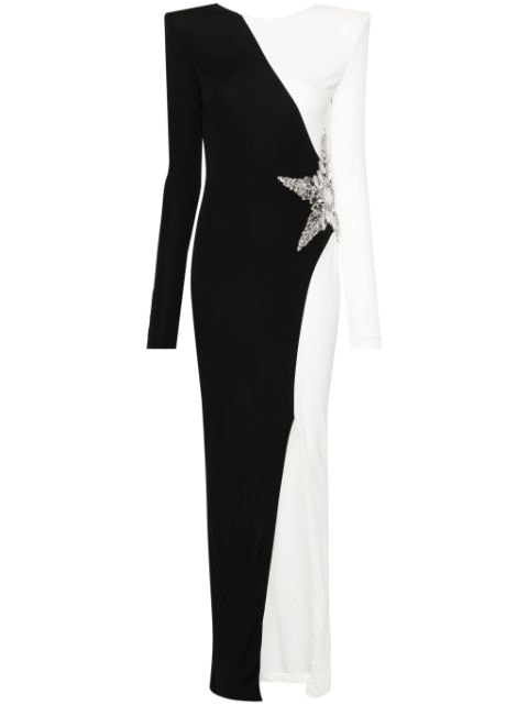 Balmain crystal-embellished gown