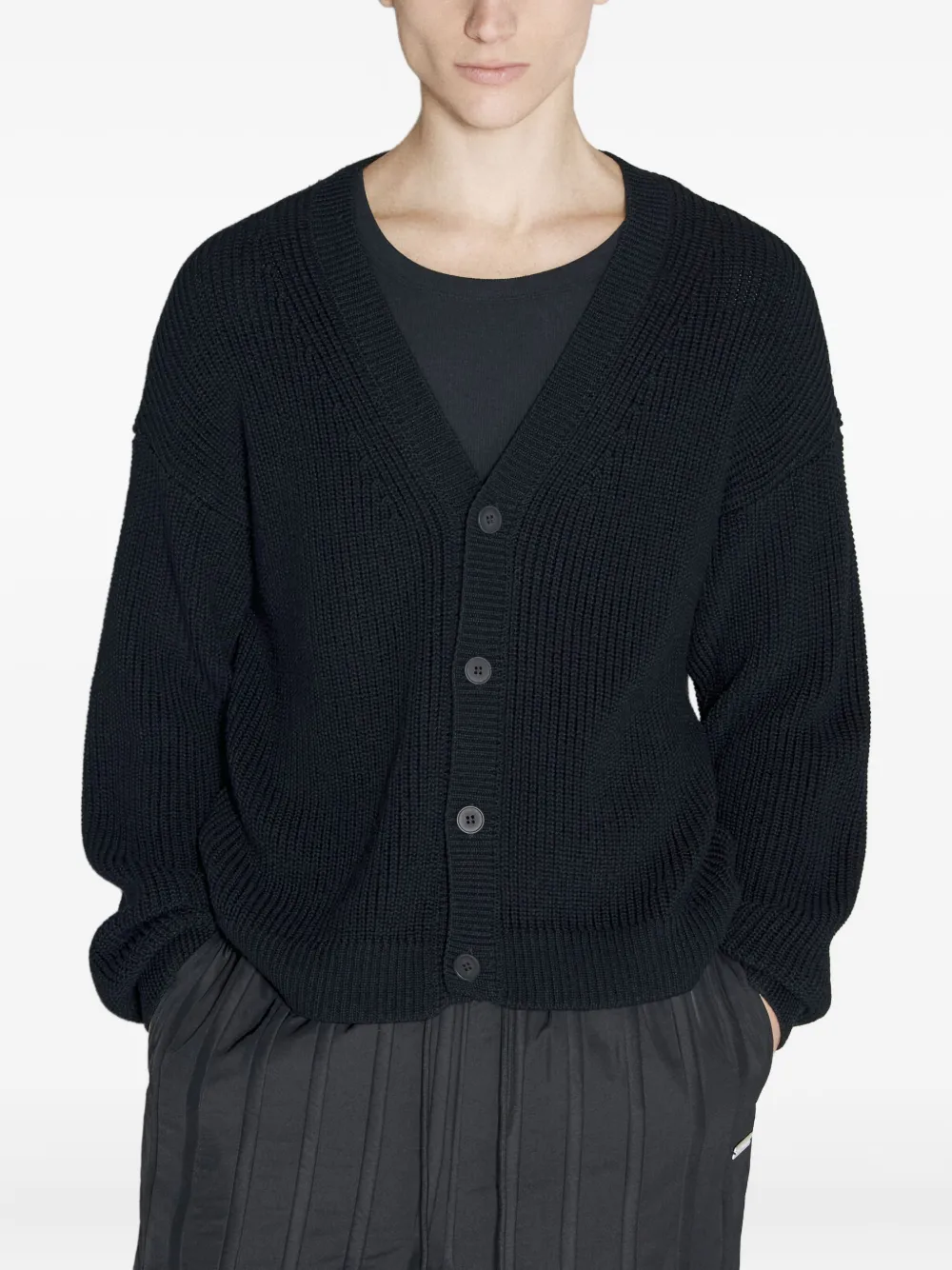 Han Kjøbenhavn ribbed v-neck cardigan Zwart