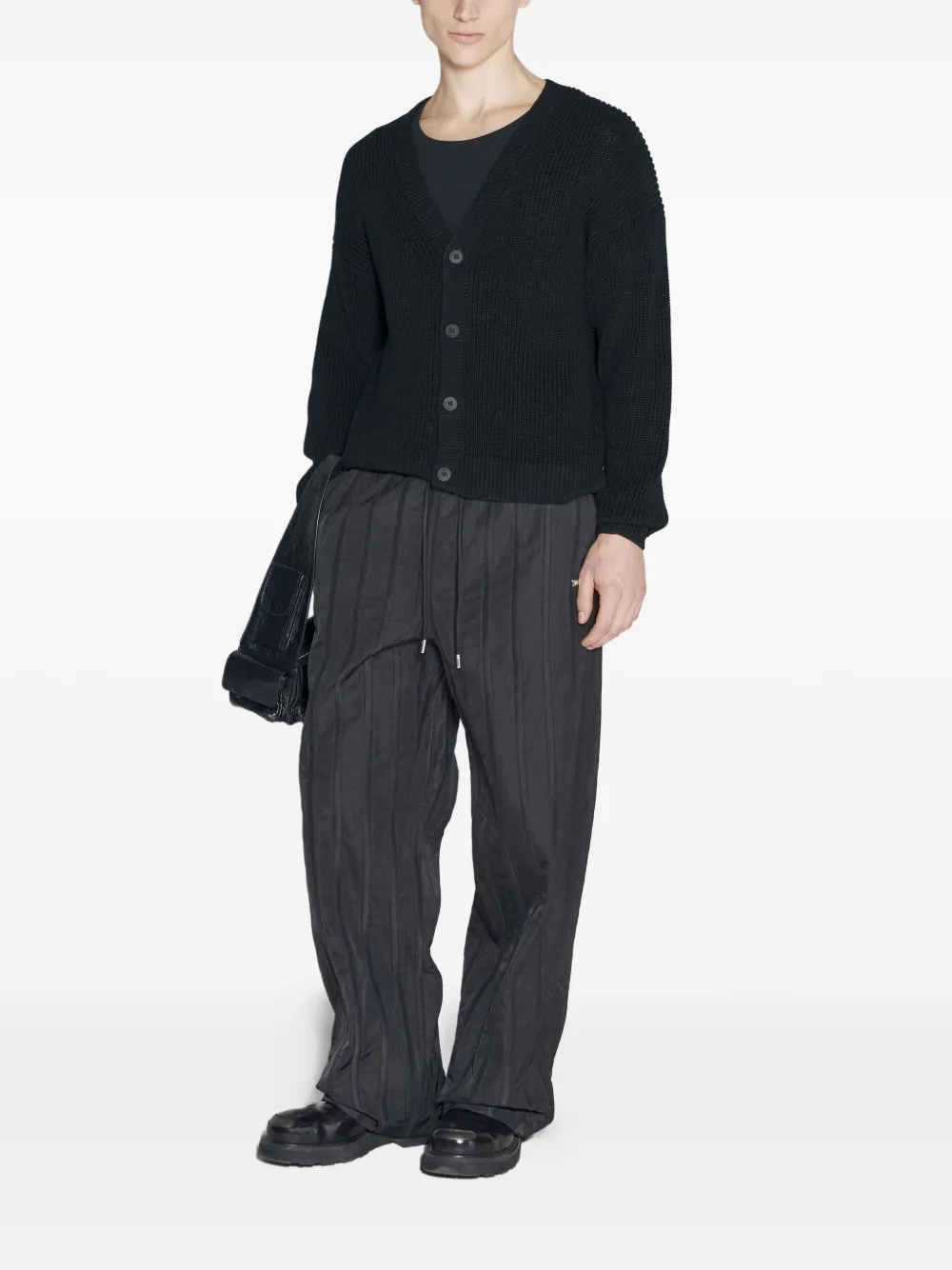 Han Kjøbenhavn ribbed v-neck cardigan Zwart