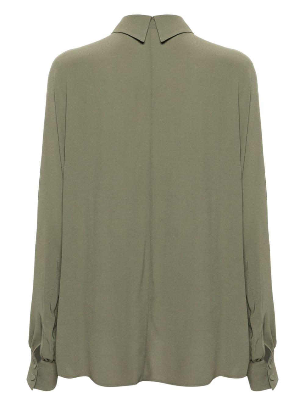 Shop Styland Batwing-style Crepe Shirt In Green