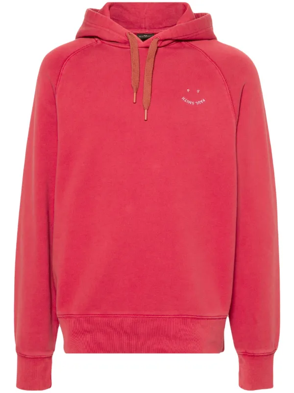 PS Paul Smith logo-embroidered Cotton Hoodie | Red | FARFETCH IN