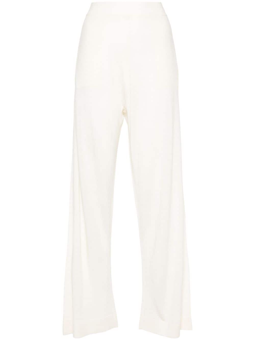 Allude Fine-knit Straight Trousers In Neutrals