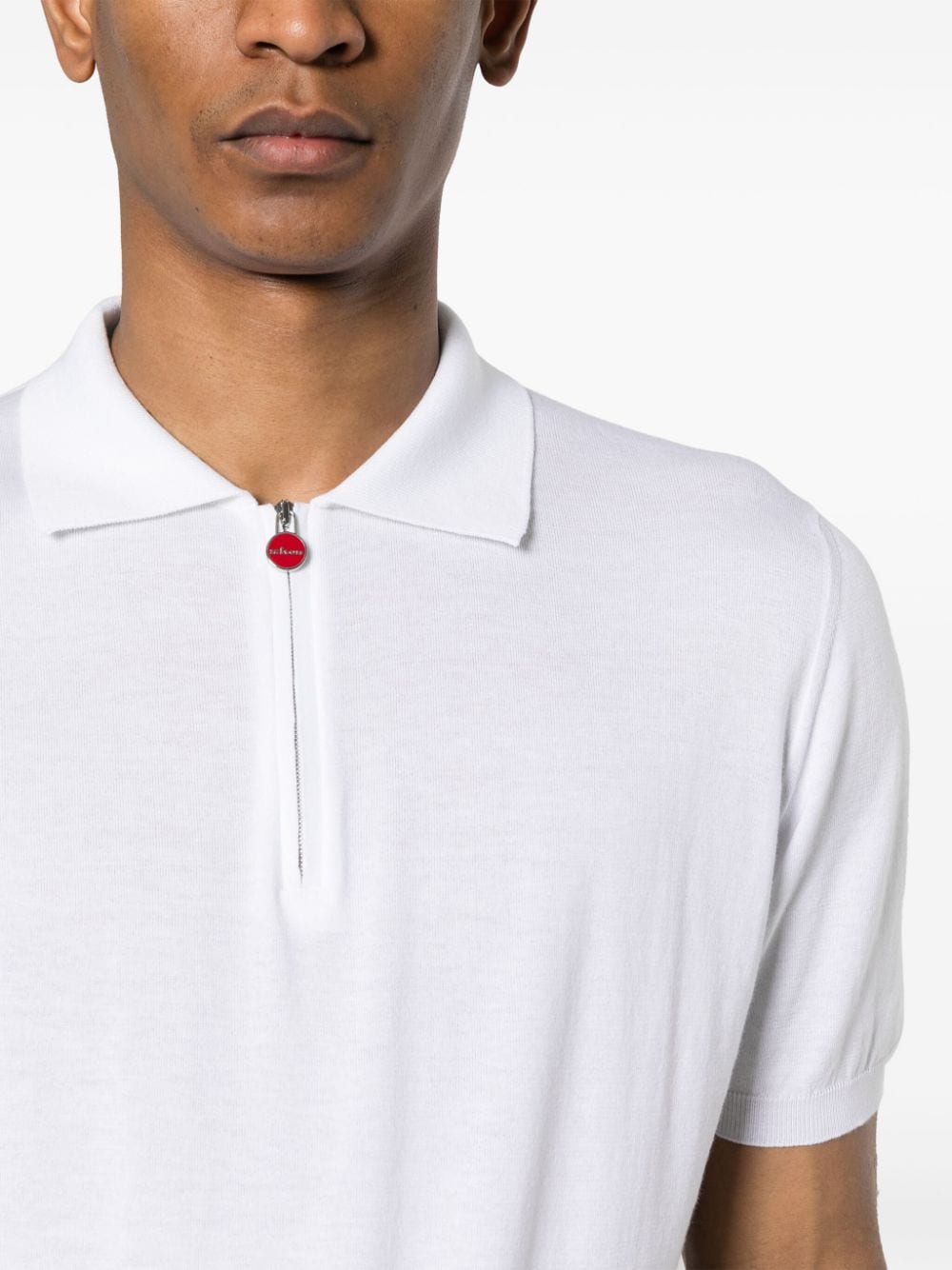 Shop Kiton Fine-ribbed Cotton Polo Shirt In White