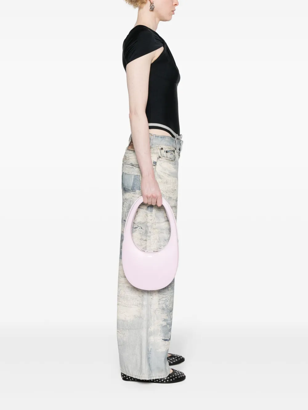 Coperni small Swipe leather shoulder bag - Roze