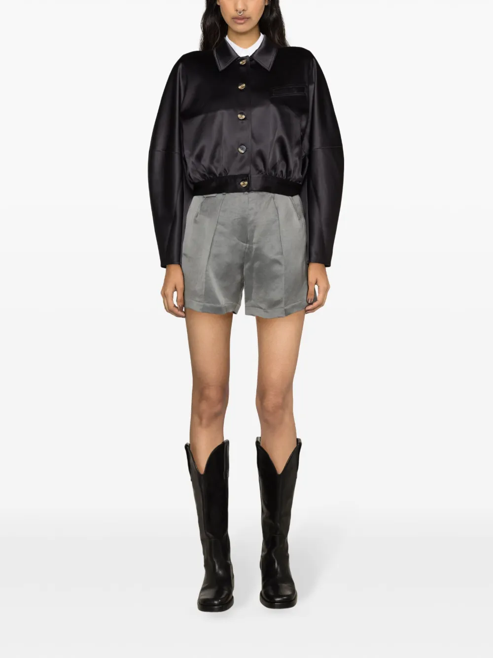 Alysi Geplooide shorts Grijs