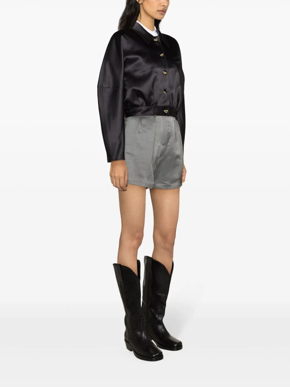 Alysi Geplooide shorts Grijs