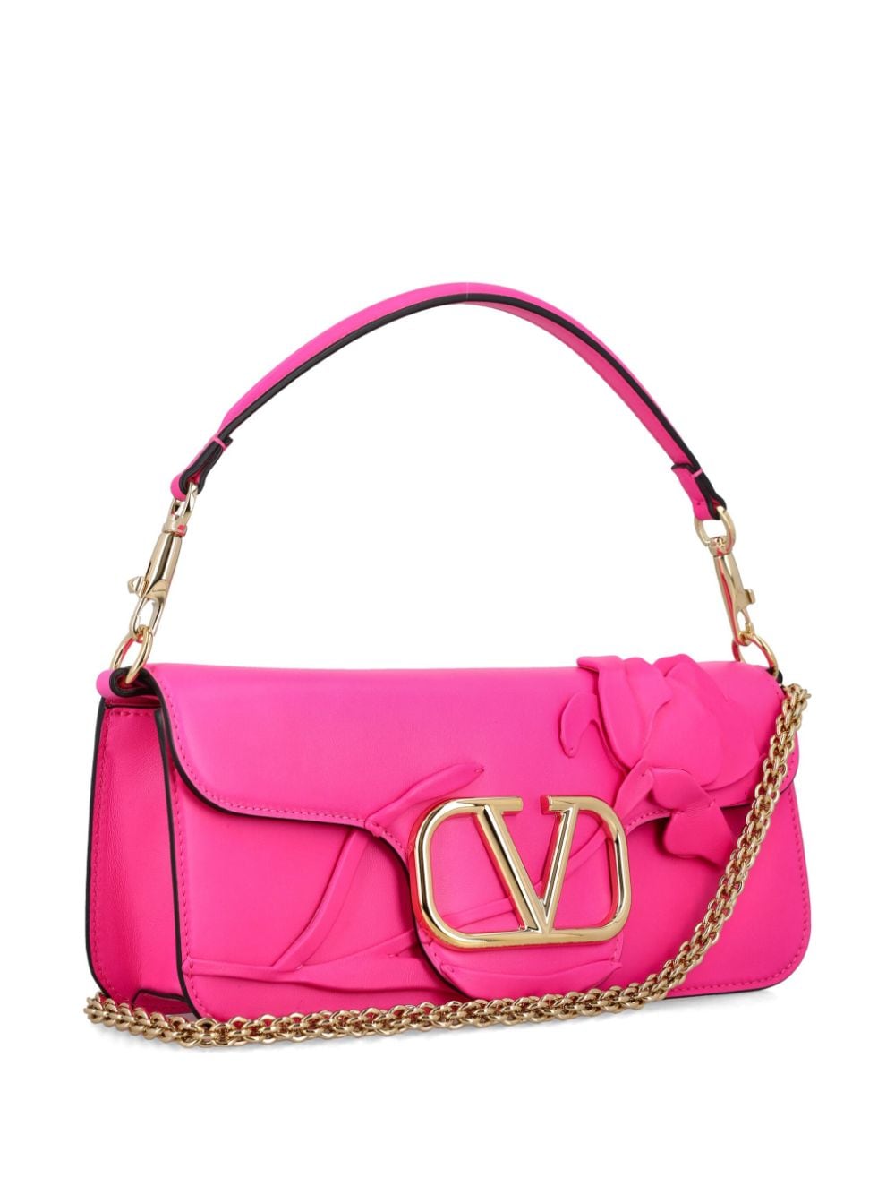 Shop Valentino Locò Floral-appliqué Shoulder Bag In Rosa