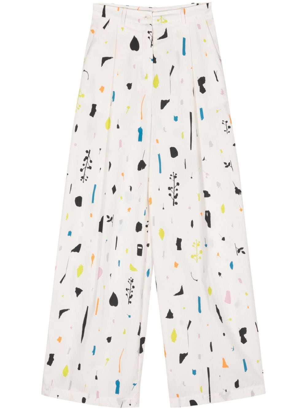 Alysi Paper-print Tailored Palazzo Pants In White