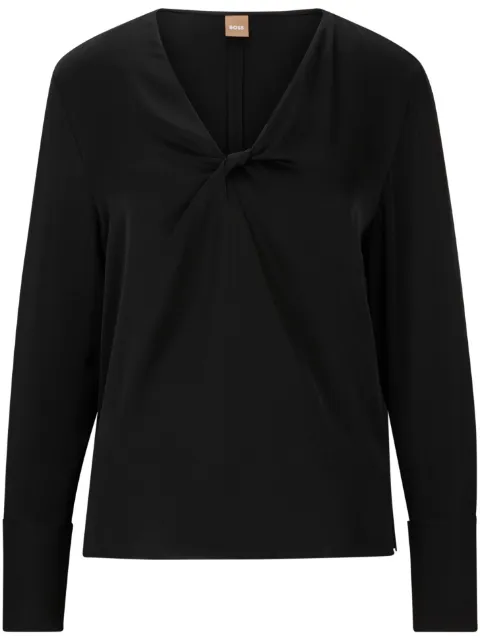 BOSS twist-detailing silk blouse