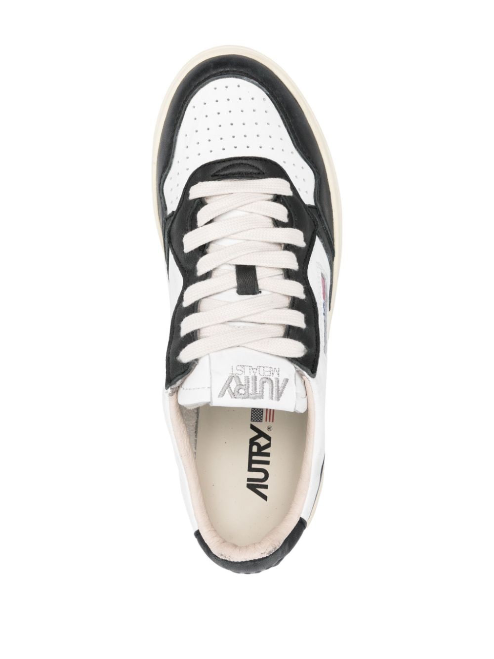 Shop Autry Logo-patch Leather Sneakers In Black
