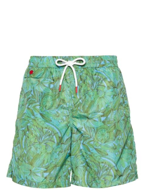 Kiton logo-embroidered swim shorts