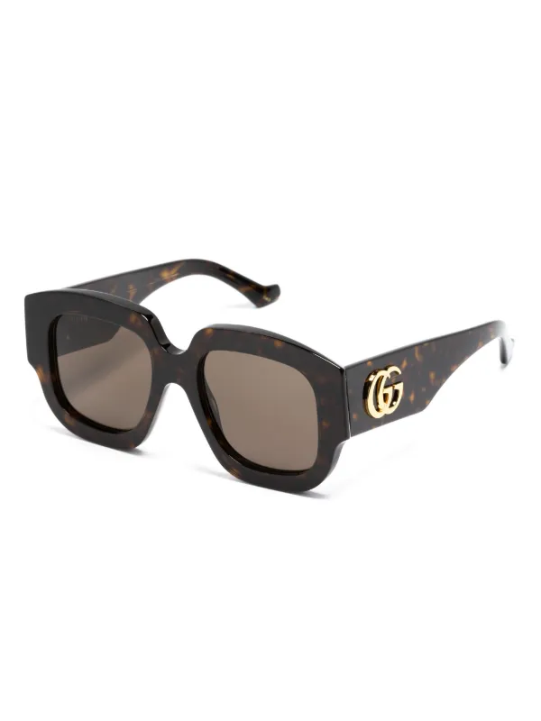 Gucci Eyewear ダブルG スクエア サングラス | ブラウン | FARFETCH JP