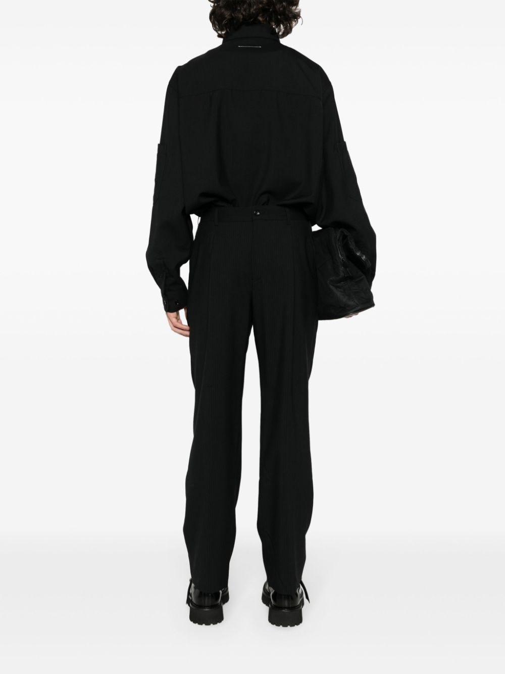 Shop Comme Des Garçons Homme Deux Two-way Tapered Wool Trousers In Black