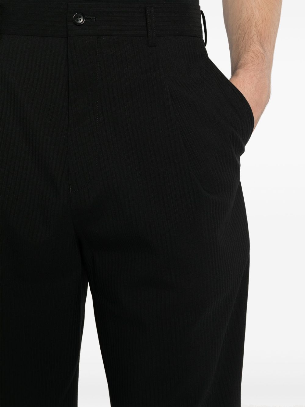 Shop Comme Des Garçons Homme Deux Two-way Tapered Wool Trousers In Black