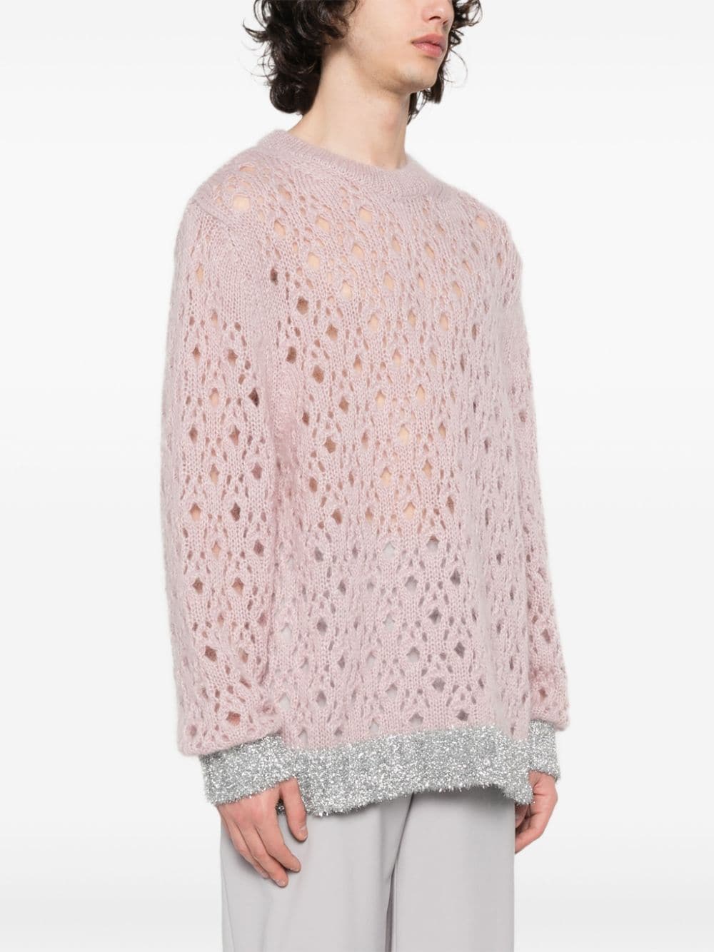 Shop Simone Rocha Open-knit Jumper In Pink