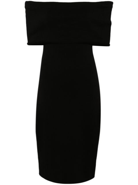 Bottega Veneta tekstureret mellemlang kjole med off-shoulder-snit