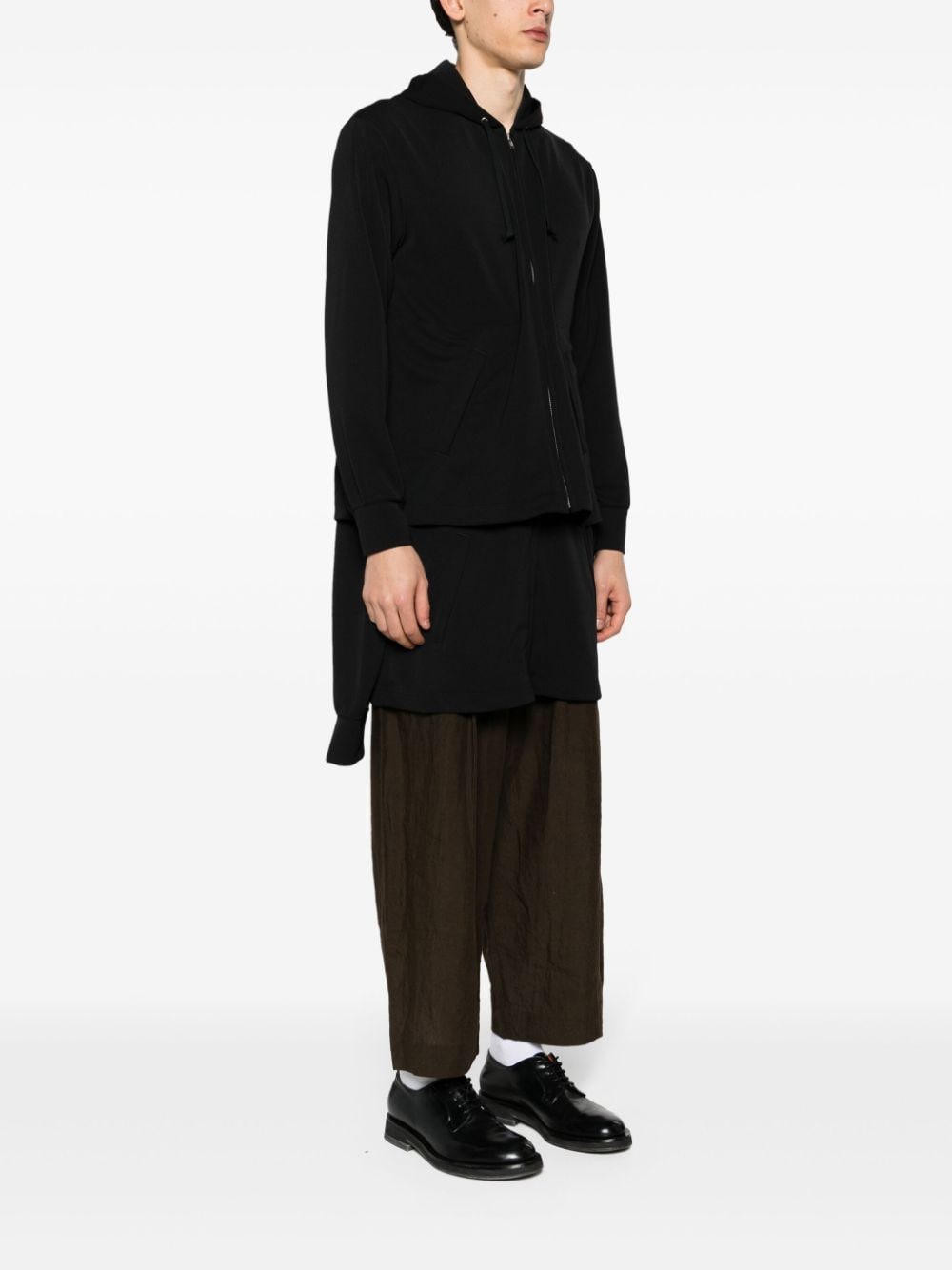 Shop Comme Des Garçons Homme Deux Double Sleeve Hooded Jacket In Black