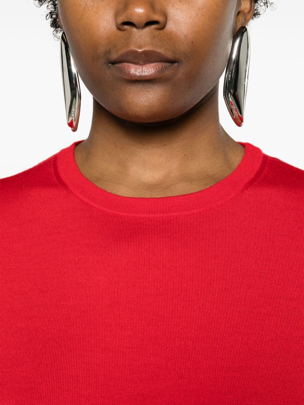 Shop Allude Virgin Wool Knitted Top In Red