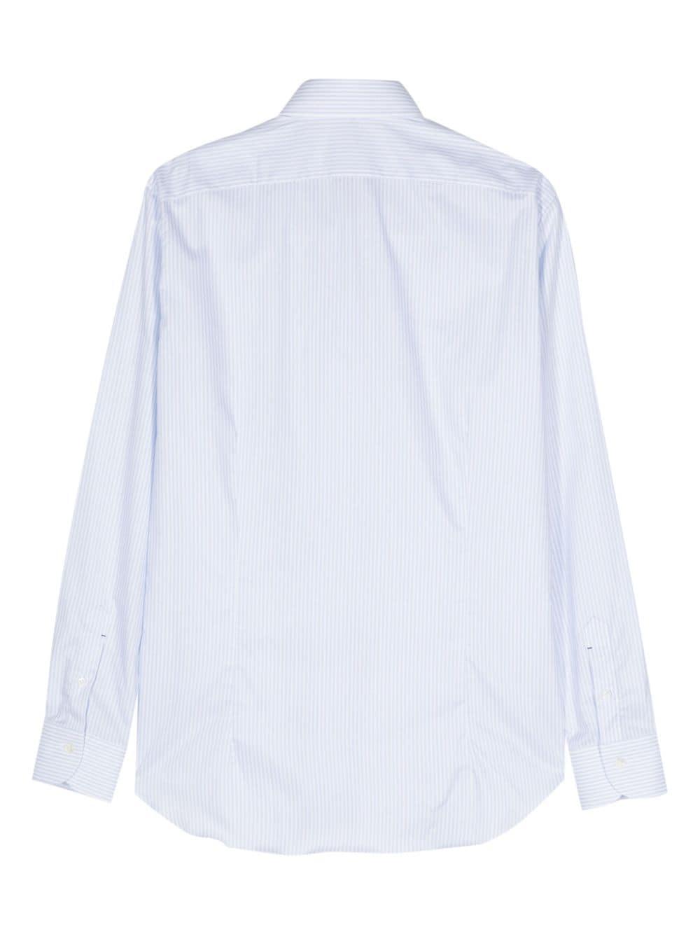 Shop Mazzarelli Striped Cotton Shirt In Blue