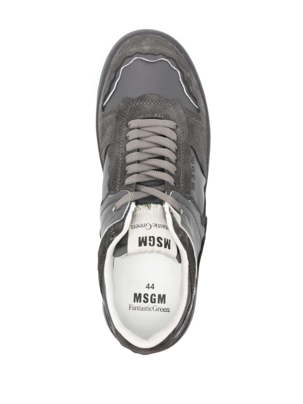 Shop Msgm Fantastic Green Leather Sneakers In Grey