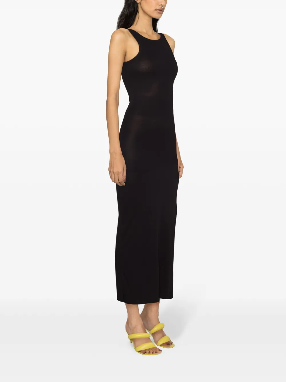 Shop Pnk Side-slit Jersey Maxi Dress In Black