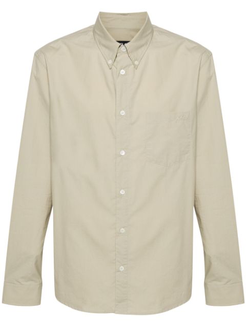 A.P.C. logo-embroidered cotton shirt Men