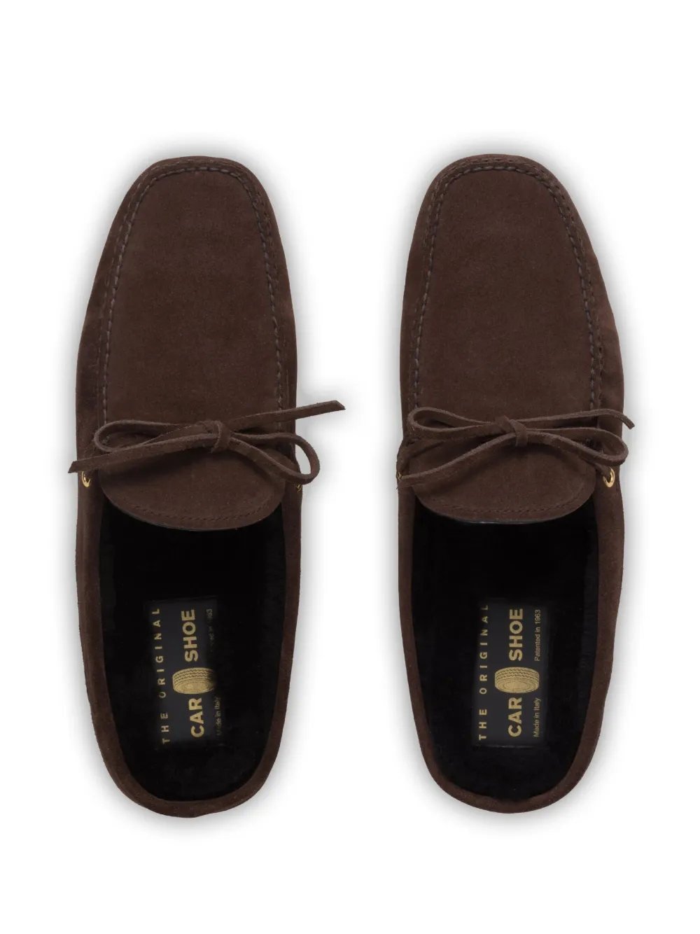 Shop Car Shoe Lace-up Suede Slippers In 褐色