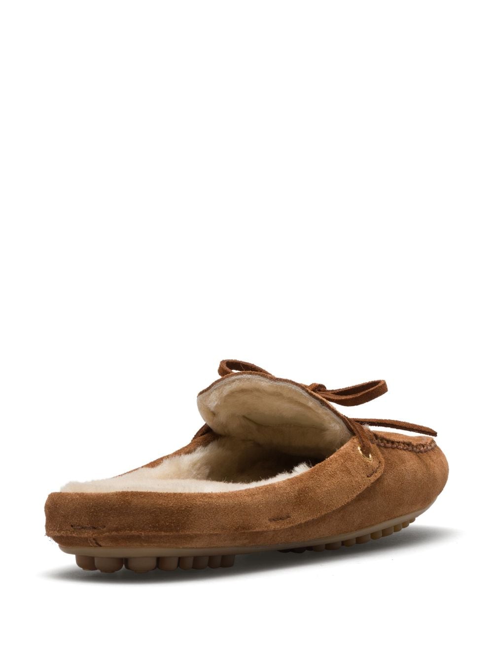 Shop Car Shoe Lace-up Suede Slippers In Brown