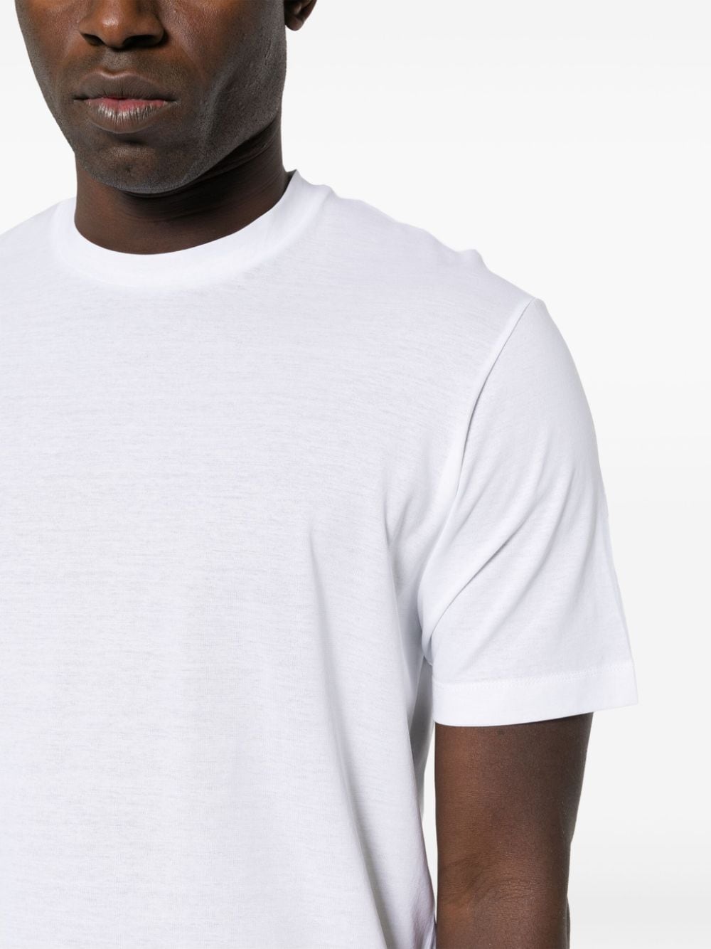 Shop Mazzarelli Plain Cotton T-shirt In White