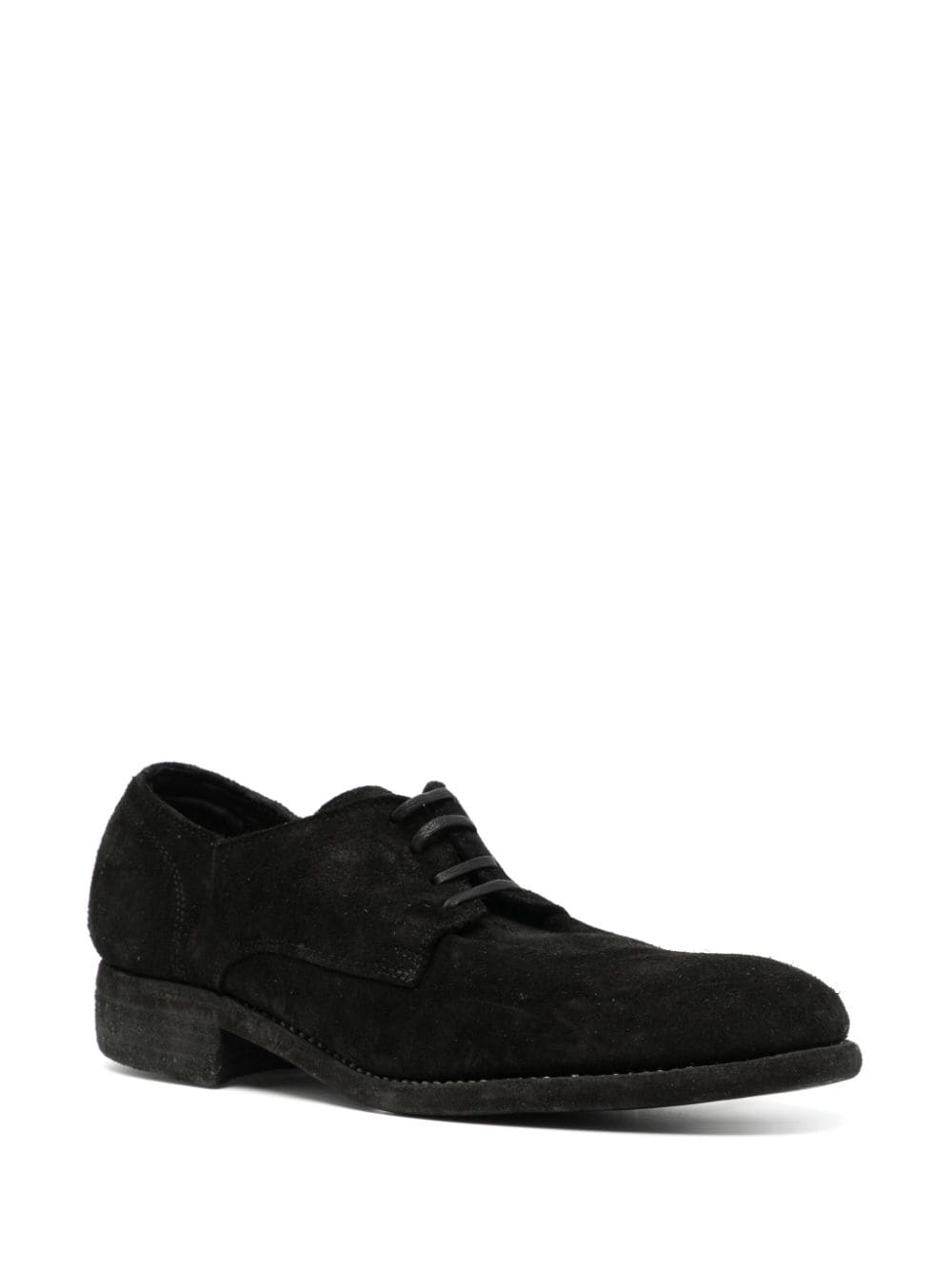 Shop Guidi Suede Derby Shoes In Black