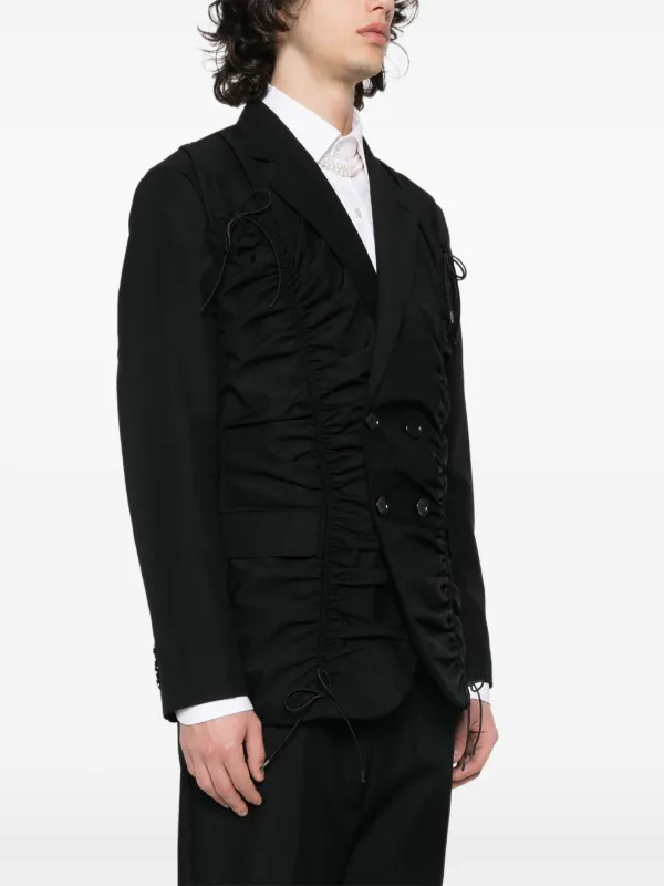 Simone Rocha Ruched double-breasted Blazer | Black | FARFETCH